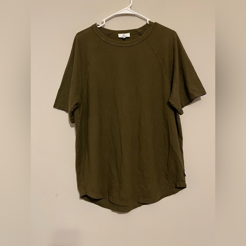 Ag Adriano Goldschmied Olive Green Men's Short Sleeve Raglan Tee Size M
